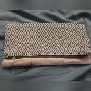 NEW Tribe Alive Clutch Printed Pouch Foldover Bag Black Nude Atitlán Brocade